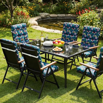 Hoteam 4 Set Outdoor Patio Chair Cushions 20 x 42 in Deep Seat Waterproof Patio Cushions Set for Furniture Replacement Removable Seat and Back (Black Plumeria) - style: Black Plumeria