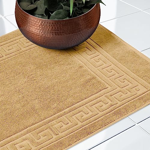 Superior Hotel & Spa Quality Bath Mat Set of 2, Made of Long-Staple Combed Cotton, Durable and Washable Bathroom Mat 2-Pack - Toast, 22" x 35" each - color: Toast, size: 22" x 35" (Set of 2)
