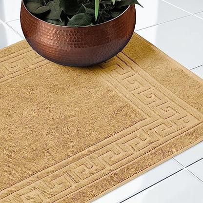 Superior Hotel & Spa Quality Bath Mat Set of 2, Made of Long-Staple Combed Cotton, Durable and Washable Bathroom Mat 2-Pack - Toast, 22" x 35" each - color: Toast, size: 22" x 35" (Set of 2)