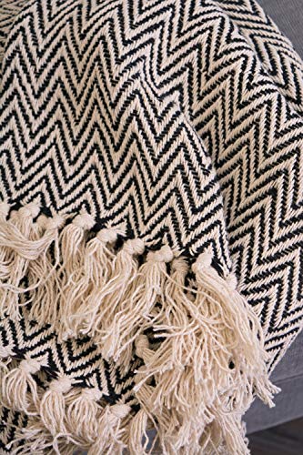 DII Chevron Throw Collection Handloomed Cotton, 50x60, Black (Pack of 12) - color: Black, size: 50x60" (Pack of 12)
