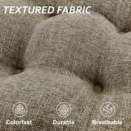 Basic Beyond Chair Cushions for Dining Chairs 4 Pack, Dining Seat Cushions with Ties and Non Slip Backing, 15.5 x 15.5 inches Tufted Kitchen Chair Pads (Khaki) - color: Khaki, size: 4 Count (Pack of 1)