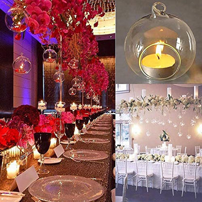 24pcs of Hanging Candle Holders - Glass LED Tealight Holders, Glass Globe Plant Terrariums, 2.36"/6cm Hanging Tealight Holder Terrariums for Birthday Party Tree Christmas Wedding Home Decor - size: 24pcs (2.36"Diameter)