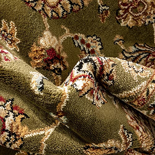Well Woven Barclay Sarouk Green Traditional Area Rug 5'3" Round - color: Green, size: 5'3" (Round)