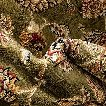 Well Woven Barclay Sarouk Green Traditional Area Rug 5'3" Round - color: Green, size: 5'3" (Round)
