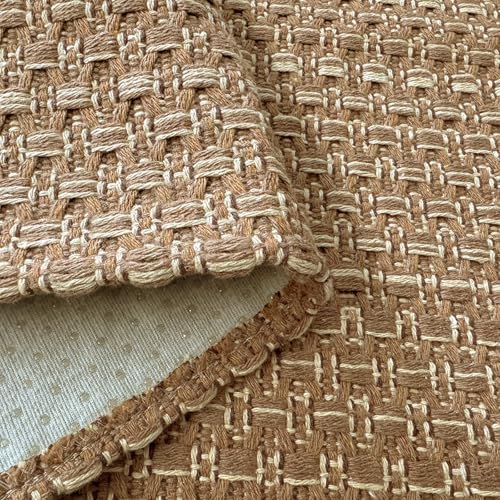 Tan Brown Faux Jute Braided Kitchen Rug Set 20"x30"+20"x48",Non Slip | Solid washable kitchen floor mats with non slip backing,easy to clean for indoor kitchen use - size: 1'8" x 4' (Rectangular)