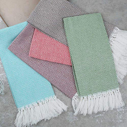 100% Cotton Hand Face Head Guest Gym Towel Set Washcloth Kitchen Tea Towel Dish Cloth Set of 4 (Green) - color: Green