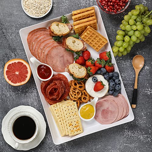 3 Pack, 16" x 11" Large White Serving Trays Set - Reusable Plastic Serving Platters for Cookie, Appetizer, Charcuterie, Snack, Dessert, Party Food Display - Stackable Kitchen CounterTop Tray, BPA Free - size: 3 Pack - 16" x 11"
