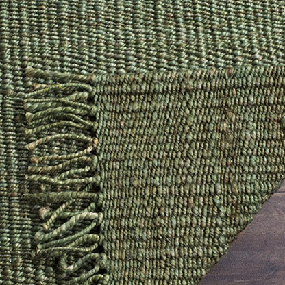SAFAVIEH Natural Fiber Collection Accent Rug - 2'6" x 4', Green, Handmade Boho Fringe Woven Jute, Ideal for High Traffic Areas in Entryway, Living Room, Bedroom (NF368G) - color: Green, size: 2'6" x 4' (Rectangular)