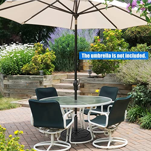 Giantex 40 lbs Patio Umbrella Base, 21.5" Round Market Umbrella Stand for 1.5''-1.9'' Umbrella Poles, Heavy Duty Resin Base with Metal Support Holder for Deck Garden Poolside (40 lbs)