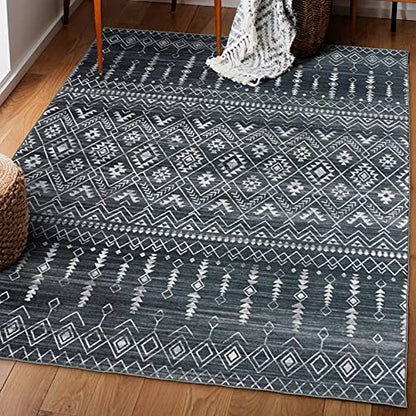 ReaLife Machine Washable Area Rug - Living Room Bedroom Bathroom Kitchen Entryway Office - Padded Low Pile Stain Resistant Premium - Geometric Moroccan Diamond - Jace 4' x 6' - color: Jace, size: 4' x 6' (Rectangular)