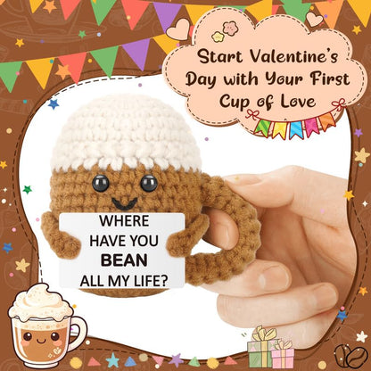 Xinezaa Mini Anniversary Coffee Gifts for Boyfriend Girlfriend Her Him | Birthday Gift for Wife Husband Couples Women Men, Funny Handmade Crochet, Romantic Valentines Christmas I Love You Desk Decor - style: All life