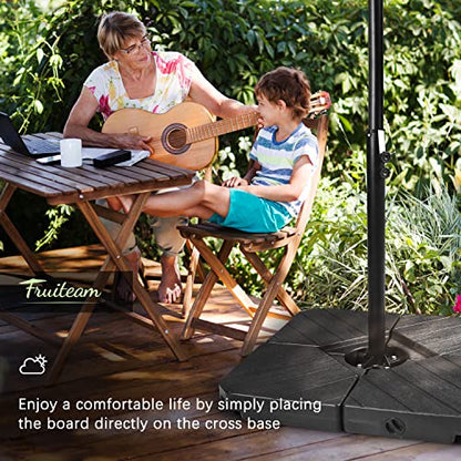 FRUITEAM Patio Offset Umbrella Base Stand, 180 LBS Sand Filled Outdoor Base Heavy-Duty for Cantilever Umbrellas, Large Easy-Fill Spouts for Water & Sand Filling - color: Black