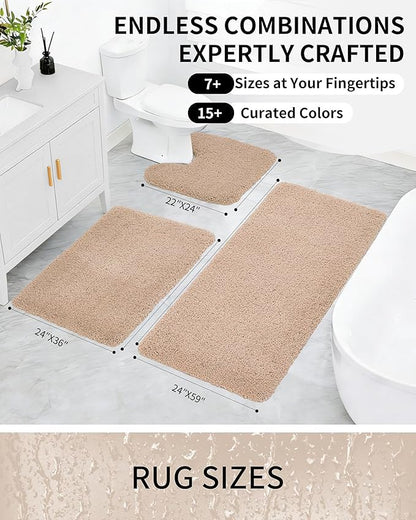 Toilet Rugs U-Shaped Mat 24x22, Contour Bathroom Mat - Ultra Soft & Absorbent Microfiber, Quick-Dry, Machine Washable with High Density Foam Latex Non Slip Backing, Beige - color: Beige, size: 24" X 22"(Toilet Rug)