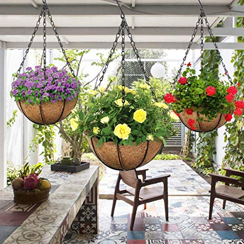4pcs 24 inch Black Hanging Basket Chain with Hooks Flower Plant Pot Replacement Chain Hanger for Bird Feeders,Planters,Lanterns and Ornaments - size: 24 inch (4pcs)