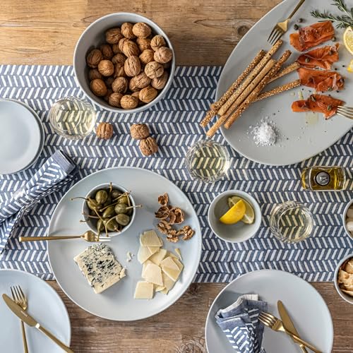 over&back Coupe Stoneware Serving Platter - Elegant 1-Piece Round Serving Platter to Complete Your Kitchen Set - 13.1" x 13.1" - Semi-Matte Fog Blue - color: Fog Blue, size: Round Platter