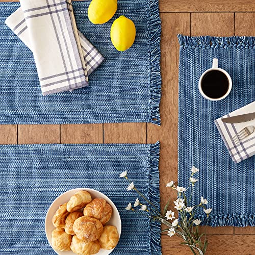 DII Variegated Tabletop Collection, Placemat Set, 13x19, Nautical Blue, 6 Piece - color: Nautical Blue, size: Placemat Set, 13x19"