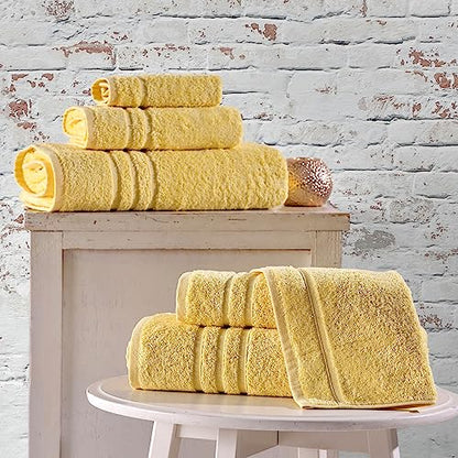 Hawmam Linen Personalized Towels - Customized Turkish Cotton Towel Set, Monogrammed Towels with Initial, Name & Embroidery, Idea for Weddings, Bridal Showers, Anniversaries, for Couples - Yellow - color: Yellow