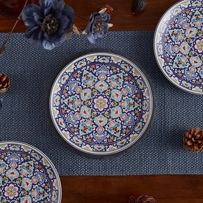 Bico Mandala Kaleidoscope Salad Plates Set of 4, 8.75 Inch Ceramic Dessert Plates for Salad, Appetizer, Side Dishes, Microwave and Dishwasher Safe, Gift for Housewarming and Thanksgiving - color: Mandala Kaleidoscope