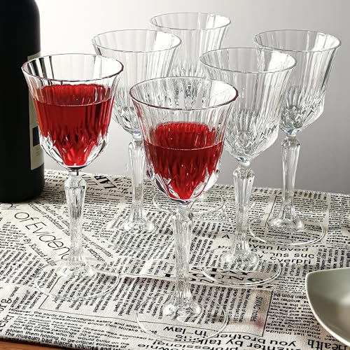 Vintage Wine Glasses Set of 12, 7 oz Wine Glasses for Red White Wine | Durable Stemmed Glassware Set for Parties, Weddings and Home