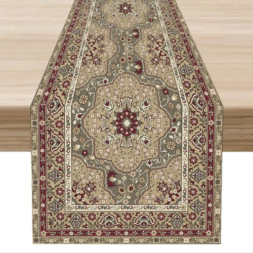 Boho Table Runner,Retro Traditional Textured Geometric Farmhouse Bohemia Table Runner for Kitchen Dinning Table Decor Home Party Holiday, 13x36 Inch - color: Bohemia-12, size: 13"W x 36"L