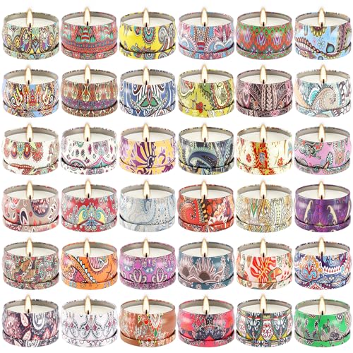 Scented Candle Gifts Set 36 Pack Soy Wax Travel Tin Jar Candles for Home 2.5 OZ Scented Candles for Mom for Christmas, Birthday, Thanksgiving, Mother's Day. - color: 36Brown-Classical style