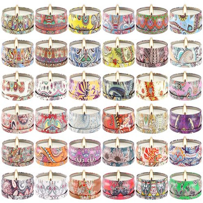 Scented Candle Gifts Set 36 Pack Soy Wax Travel Tin Jar Candles for Home 2.5 OZ Scented Candles for Mom for Christmas, Birthday, Thanksgiving, Mother's Day. - color: 36Brown-Classical style