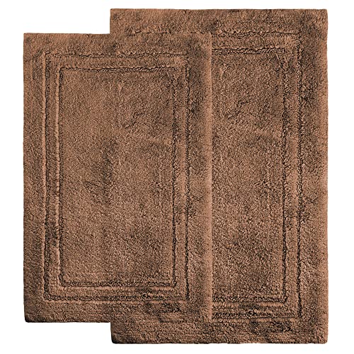 BNM Cotton Bath Rug Set, Area Rugs For Bathroom Decor, Washable and Non-Slip Rugs, Hardwood Tile Floor Cover, Kitchen Accent Rugs, Non-Skid Latex Backing, 20" x 30", 24" x 36", Chocolate - color: Chocolate, size: 20" x 30", 24" x 36" - Rectangle