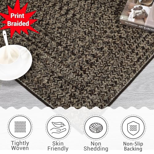 ROYHOME Hallway Runner Rug 2x8 Print Braided Washable Runner Rug for Entryway - color: Brown, size: 2' x 8' (Rectangular)