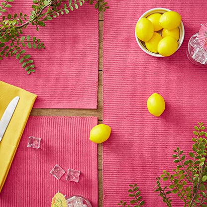 DII Basic Everyday Ribbed Tabletop 100% Cotton, Placemat Set, 13x19, Flamingo, 6 Piece - color: Flamingo, size: 13x19"
