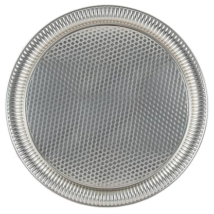 Alisveristime Round Hammered Metal Serving Tray, 11.8 in (Silver) - color: Silver
