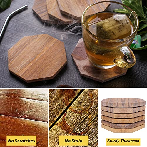 Sandstone Water Absorbent Hand Crafted Octagon Coasters with Holder for Drinks 4 Inches Wide Thirsty Stone Bar/Drink Coasters Made from Real Solid Stone (with Holder, Set of 6) - style: Design 1