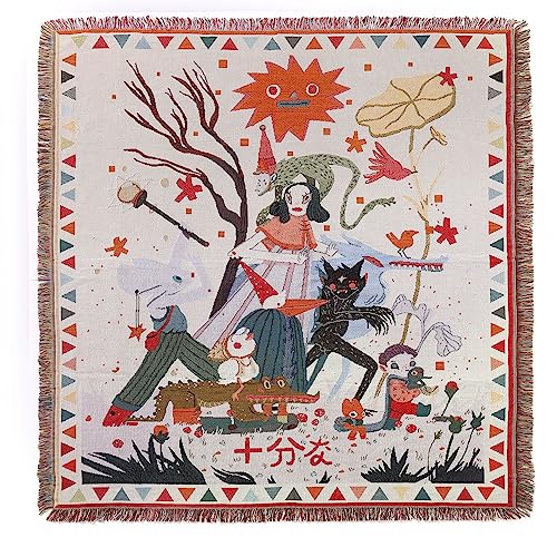 LumiSyne Cotton Woven Throw Blanket With Tassel Bohemian Tribal Ethnic Style Geometric Pattern Aztec Navajo Blanket Decorative Throw For Sofa Bed Armchair Camping Tapestry Tablecloths Carpet 160x130cm - color: Cartoon