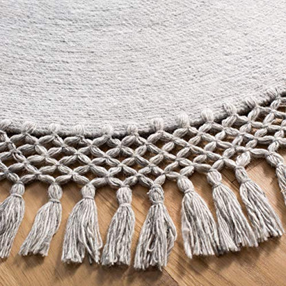 SAFAVIEH Sahara Collection 3' Round Grey SAH490F Handmade Boho Tassel Area Rug - color: Grey, size: 3' (Round)