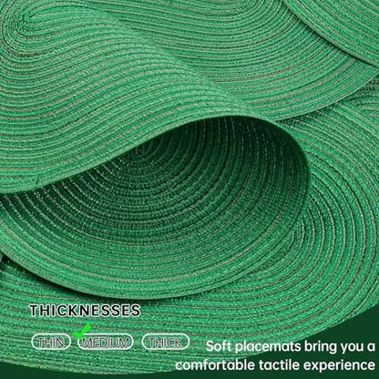 Placemats Set of 4, Woven Oval Braided Dining Table Mats(Green Shine) | 12 x 17.5 Inch Size Fits Plates and Flatware; Hand Washable and Heat Resistant for Kitchen Use, with Farmhouse and Boho Style - color: Green Shine, size: 4 pcs