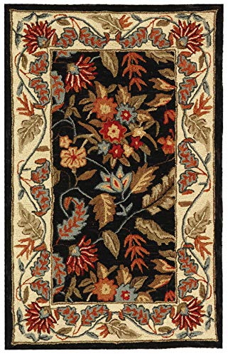 SAFAVIEH Chelsea Collection Accent Rug - 2'6" x 4', Black, Hand-Hooked French Country Wool, Ideal for High Traffic Areas in Entryway, Living Room, Bedroom (HK141B) - color: Black, size: 2'6" x 4' (Rectangular)