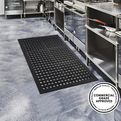 A1 Home Collections Anti Fatigue Mat, 0.6" Thick Heavy Duty Rubber Floor Mat with Drainage Holes - Non-Slip Kitchen, Bar & Restaurant Mat, 24x36 in (3 Pack) - size: 3 Pack - 36"L x 24"W x 0.6"Th
