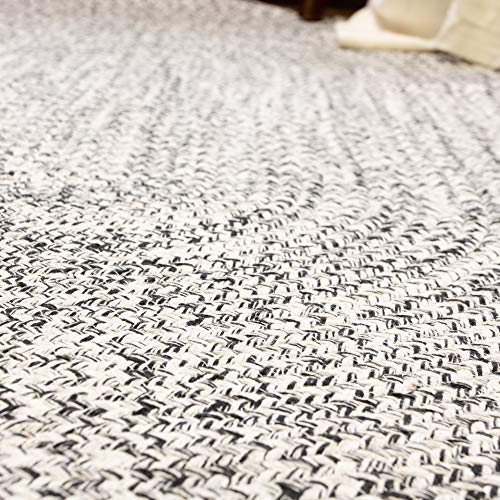 Super Area Rugs Farmhouse Braided Rug Cotton Kitchen Reversible Carpet, Black & White, 2' X 3' Oval - color: Black & White, size: 2' x 3' (Oval)