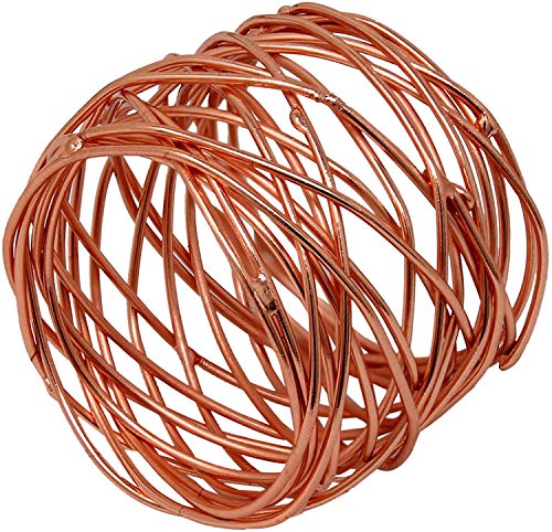 ITOS365 Handmade Round Mesh Napkin Rings Holder for Dinning Table Parties Everyday, Set of 12 - color: Copper