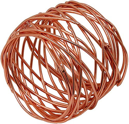 ITOS365 Handmade Round Mesh Napkin Rings Holder for Dinning Table Parties Everyday, Set of 12 - color: Copper
