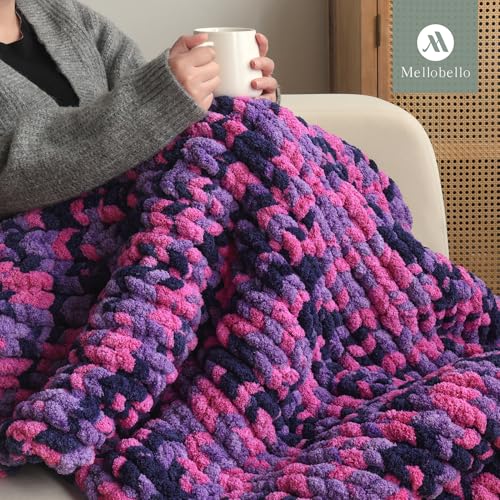 Jumbo Chunky Yarn for Hand Knitting - Super Thick Chenille Chunky Yarn for Crocheting - Extra Soft Bulky Fluffy Blanket Big Yarns 8 Jumbo Pack (27yds,8 oz Each Skein) - color: Midnight Orchid