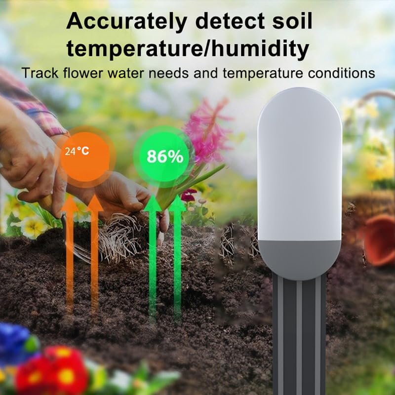Zigbee Soil Moisture Sensor, Wireless Smart Plant Sensor Leave-in Soil Thermometer, Capacitive Probe, Tuya Zigbee Hub Needed IP66 Moisture/Temperature Meter for Garden Planting