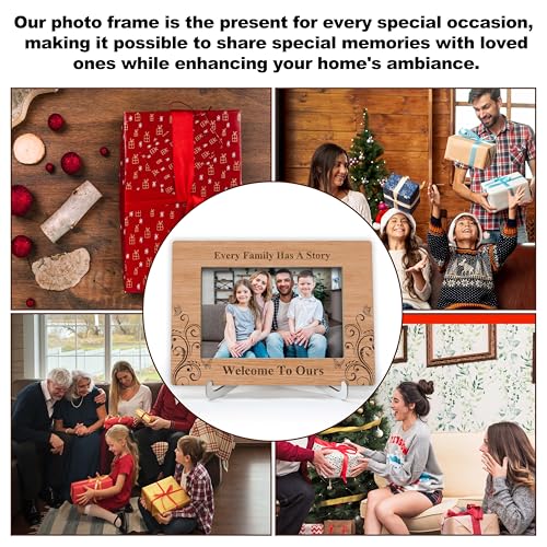 YSTEP Every Family Has a Story Welcome To Ours Picture Frame, Family Photo Frame, Fathers Day, Mothers Day Gifts, Wood 4x6 Picture Frame for Desk Display-B16 - style: Style 3