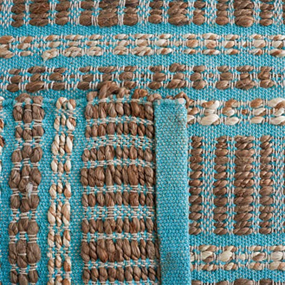 SAFAVIEH Natural Fiber Collection Accent Rug - 3' x 5', Teal & Natural, Handmade Flat Weave Stripe Jute & Cotton Jute, Ideal for High Traffic Areas in Entryway, Living Room, Bedroom (NFB651K) - color: Teal/Natural, size: 3' x 5' (Rectangular)