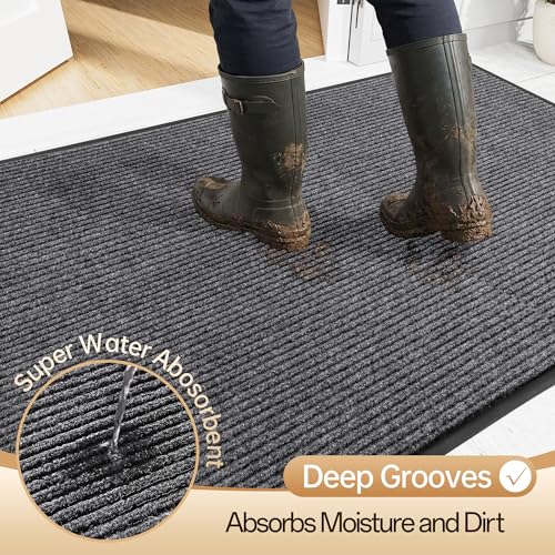 Amyracel Front Door Mat Indoor Outdoor Entrance, 24" x 72" All-Season Waterproof Doormat for Enterway, Heavy Duty Commercial Floor Mat, Fade Resistant, Rubber Back, Low Profile, Easy Clean | Commercial Floor Mat, Non Slip Natural Rubber Doormat, Fade Resi