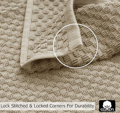 COTTON CRAFT Amazing Kitchen Towel - 12 Pack 100% Cotton Waffle Terry Towel | Beige - 16x28 inch Euro Café Waffle Weave Dish Towels - Soft Absorbent Quick Dry Low Lint Reusable Pantry Bar Cleaning Cloth - color: Beige, size: 12 Pack