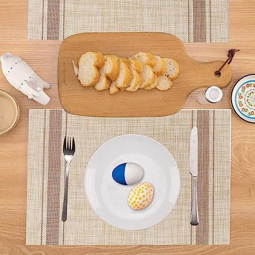 WUBAYI Placemats, Set of 6 Table Mats Heat Resistant Stain Resistant Non-Slip Woven Vinyl Insulation Placemats, Washable Durable Elegant Table Mats for Kitchen Dinning Restaurant(Beige Coffee) - color: Beige Coffee
