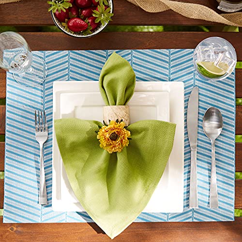 DII Farmhouse Stripe Woven Tabletop Collection Placemat Set, 13x17.25, Storm Blue, 6 Piece - color: Storm Blue