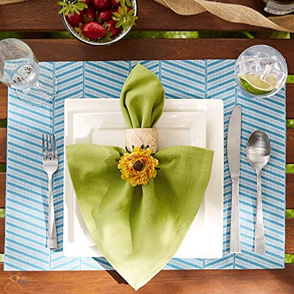 DII Farmhouse Stripe Woven Tabletop Collection Placemat Set, 13x17.25, Storm Blue, 6 Piece - color: Storm Blue