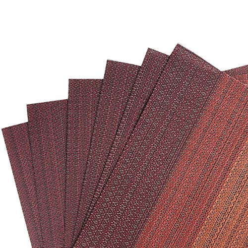 Exquisite Woven Vinyl Placemats for Dining Table Heat Resistant PVC Table Mats (Pack of 6, Red) - color: Pin Stripes-red