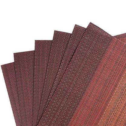 Exquisite Woven Vinyl Placemats for Dining Table Heat Resistant PVC Table Mats (Pack of 6, Red) - color: Pin Stripes-red